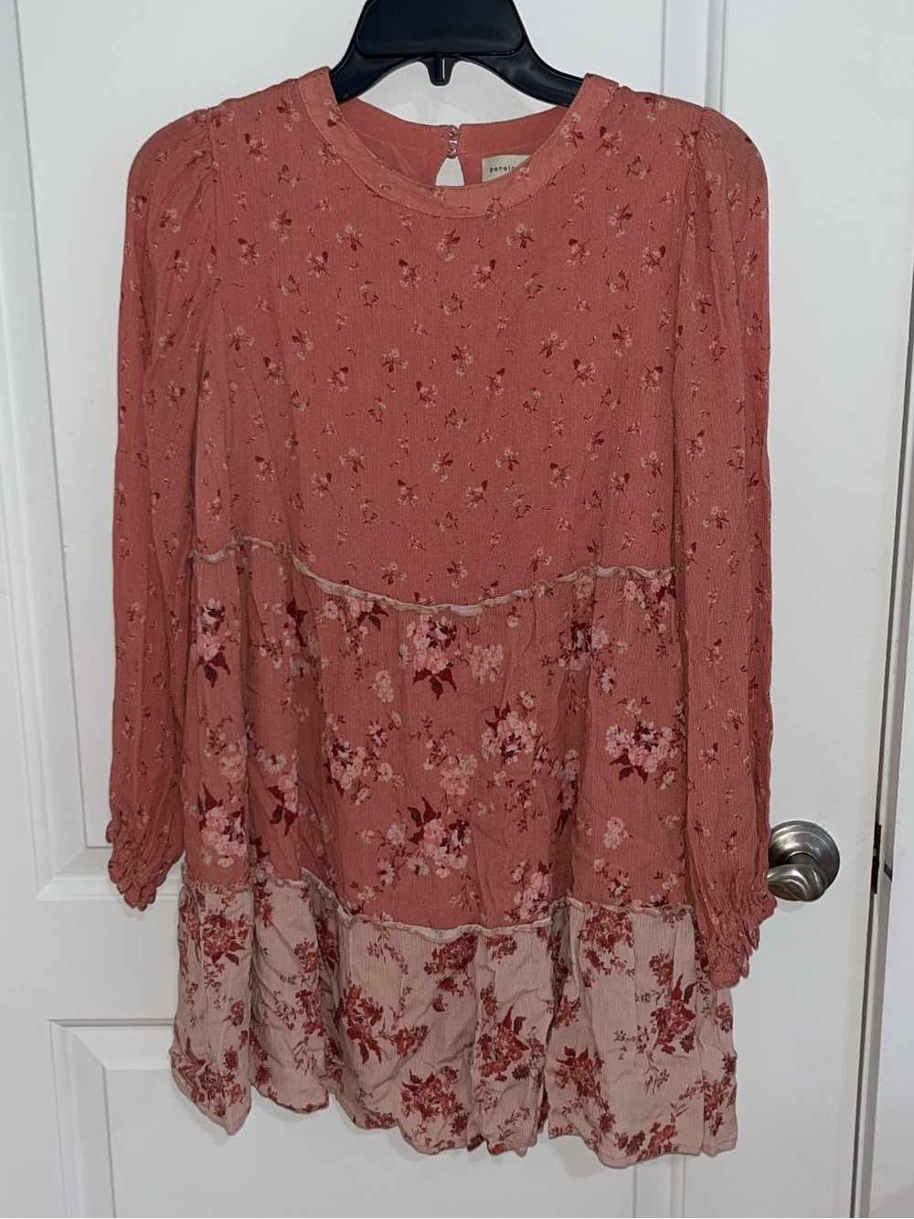 Penelope Rose Rust Floral Tiered Long Sleeve tunic